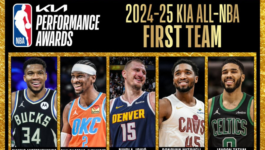 NBA官宣最佳阵容：亚历山大等4人全票一阵 詹皇库里二阵哈登三阵