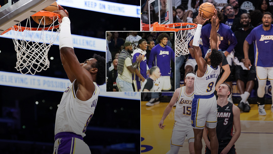 东契奇三双！NBA常规赛：湖人灭热火 布朗尼空接暴扣詹皇起立欢呼