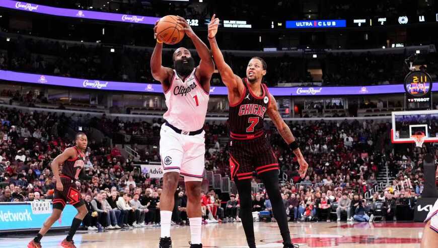 终结6连胜！哈登24+5+6快船狂输公牛28分 被轰25记三分