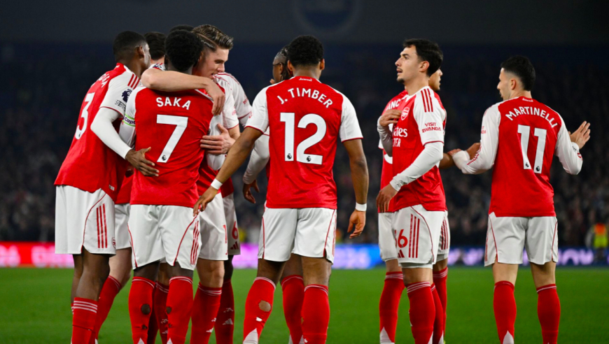 各项赛事10场不败！英超：阿森纳1-0布莱顿甩开曼城7分 萨卡一剑封喉