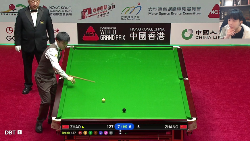 赵心童大奖赛决赛表演两库翻袋秀翻全场，妥妥的享受台球，太帅了