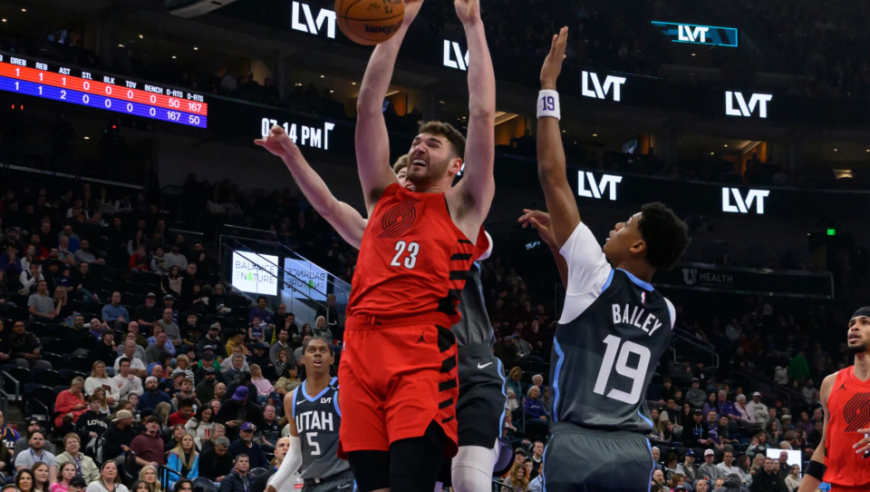 开拓者7人上双拒绝逆转三杀爵士 克林根23+18+7杨瀚森3分钟得2分