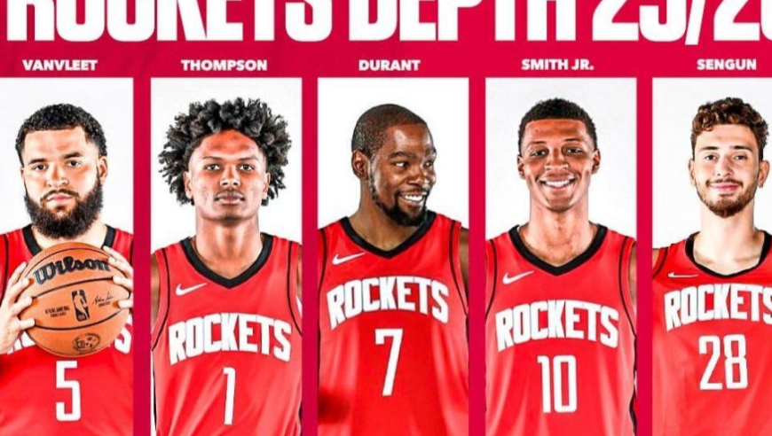 打破NBA纪录，火箭队7方大交易官宣！杜兰特改穿7号领衔14+2豪阵