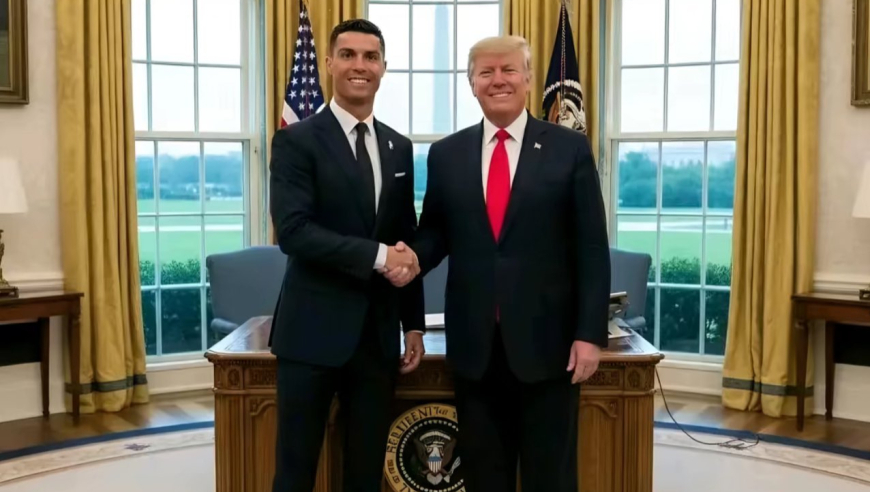 C罗携乔治娜出席白宫晚宴，特朗普发言：C罗在哪里我儿子是你粉丝