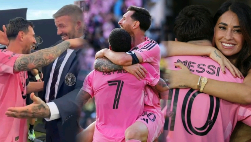 梅西助攻双响率迈阿密夺美职联总冠军，拥抱小贝合影妻儿享受幸福时刻