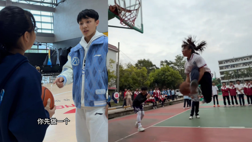 广西高二女生登上CBA全明星！秀一招神龙摆尾，徐杰直呼整不来