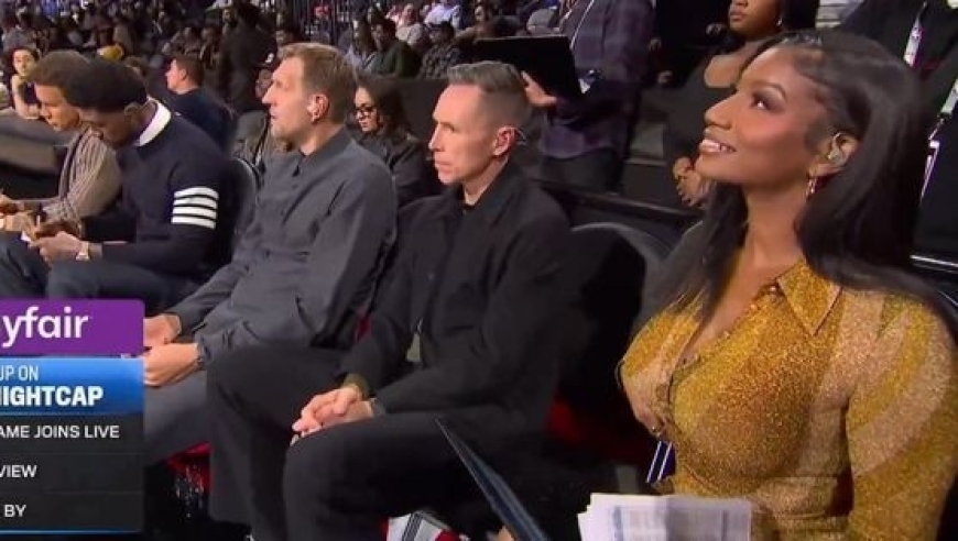 雷霆不敌马刺场边星光熠熠！美女主持坐纳什旁 镜头捕捉超美一幕