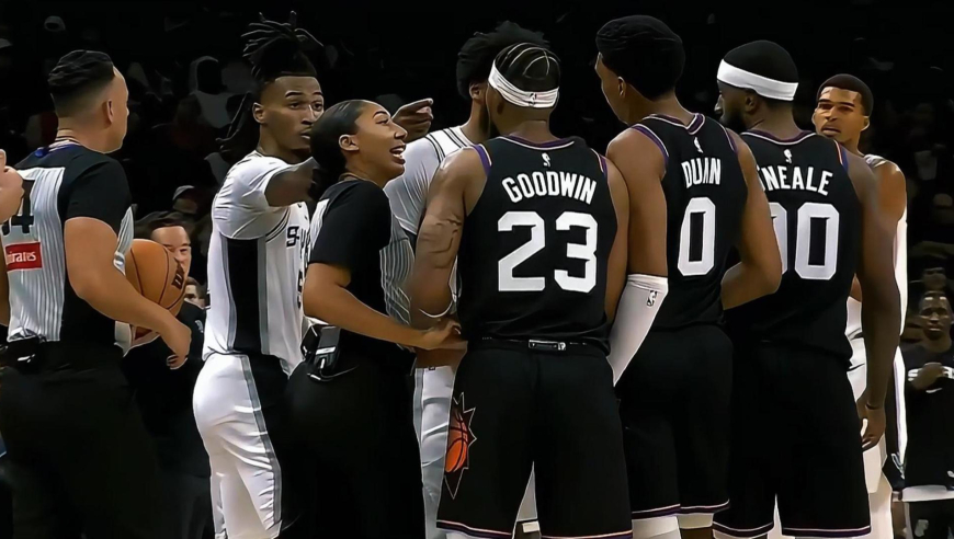 事故多发！马刺太阳半场结束前爆发集体冲突 马刺连吃技犯