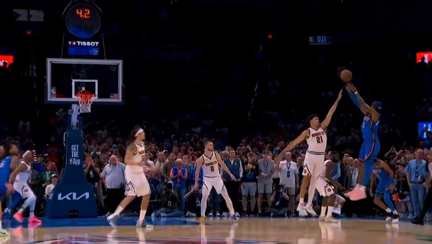 雷霆掘金生死时刻神剧情：约基奇穆雷联手3+1追平 亚历山大三分绝杀