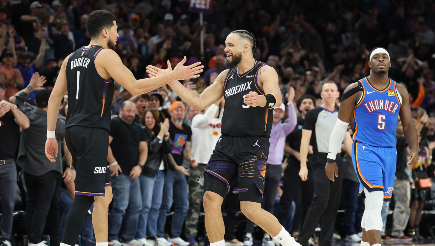 太阳雷霆决胜时刻：狄龙连拿5分太关键 布克0.7秒高难三分绝杀