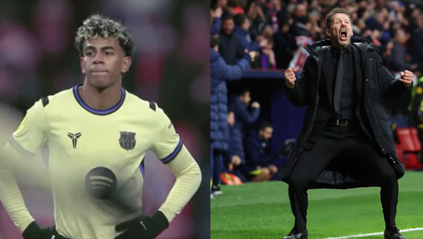 亚马尔看呆不敢相信！马竞半场进4球打崩巴萨，西蒙尼狂喜