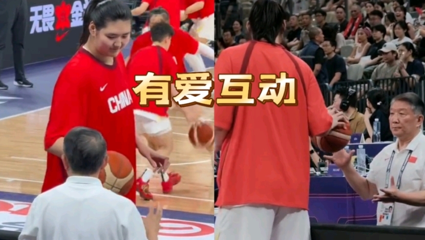 可爱！张子宇赛前拿球逗宫鲁鸣，宫导像爷爷一样宠爱，丝毫不生气