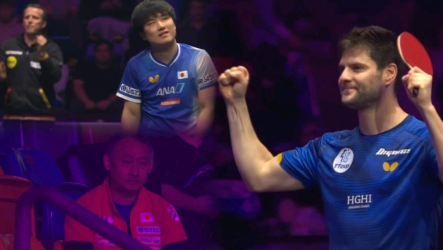 张本智和又出局了！被奥恰洛夫打得干瞪眼不再吼叫，白发老爸看台愁容