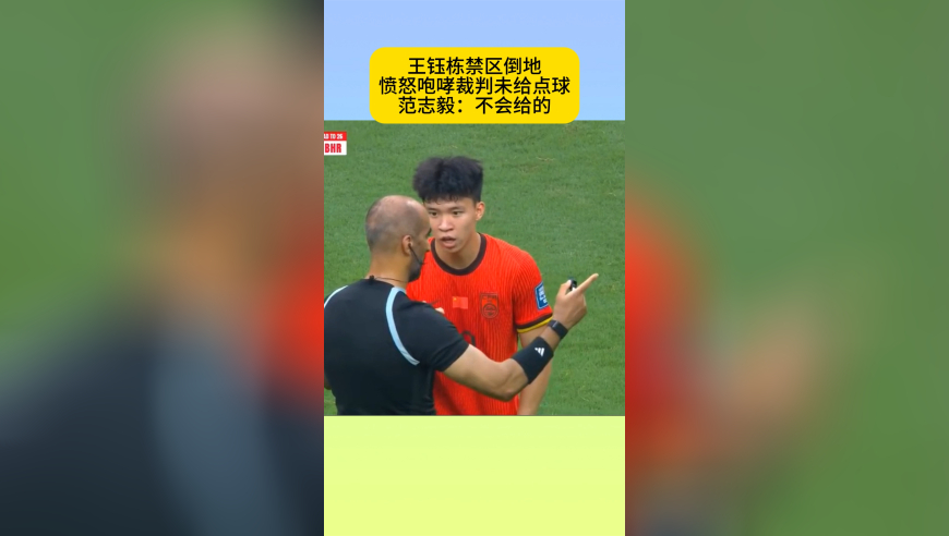 王钰栋禁区倒地未获点球，愤怒质疑裁判，范志毅：不会给的