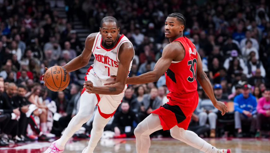 杜兰特vs猛龙31分集锦：无差别单打+末节12分助火箭打崩猛龙