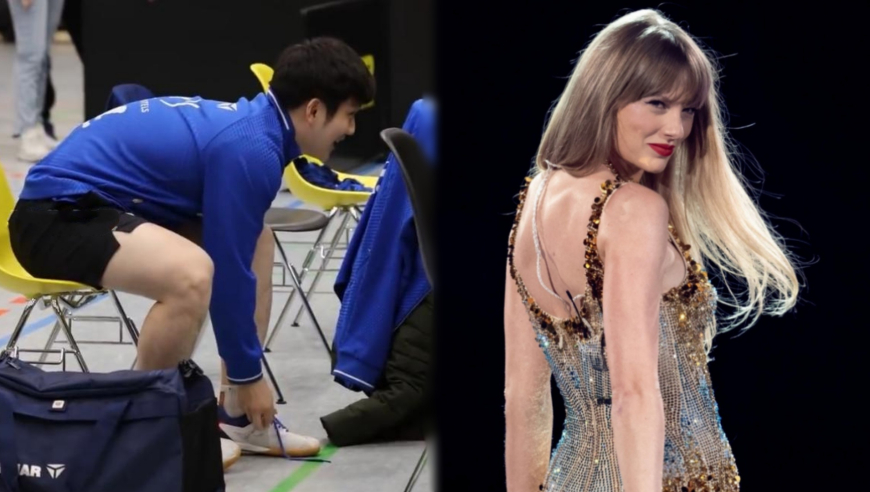 樊振东听到霉霉的歌立马就笑了，嘴角疯狂上扬，网友：不愧是迷弟