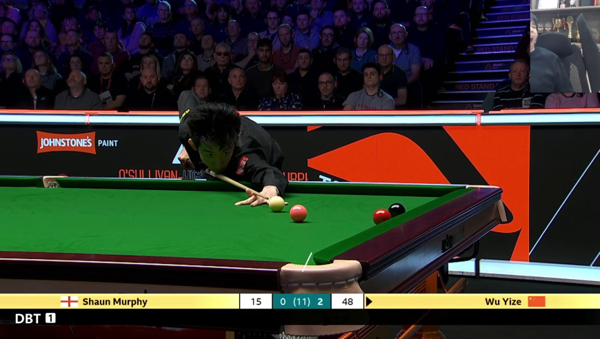 吴宜泽斯诺克大师赛狂秀杆法，对手魔法师墨菲丝滑不虚，嗨翻全场