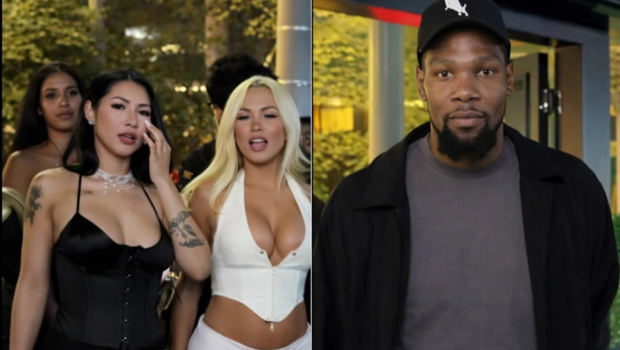 37岁真会玩！杜兰特与多位火辣女郎走进同一家餐厅 表情严峻气质出众