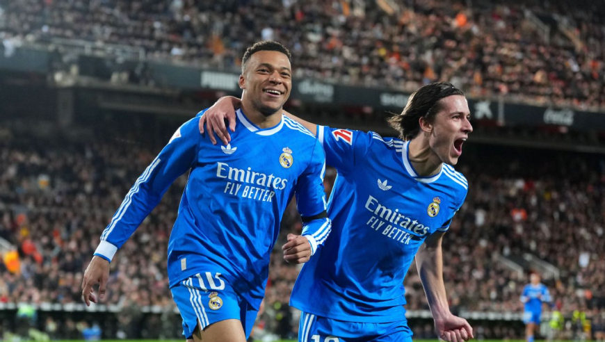 距巴萨仅1分！皇马2-0瓦伦西亚集锦：卡雷拉斯一条龙姆巴佩破门