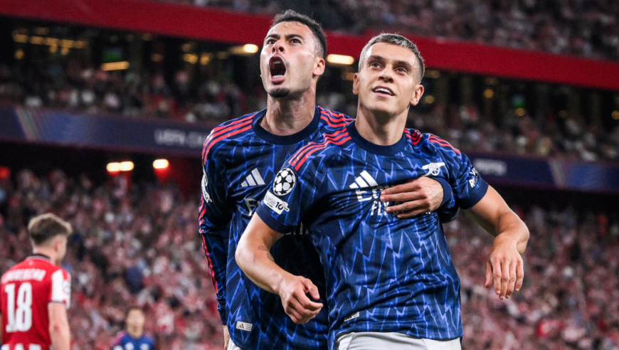 欧冠开门红！阿森纳2-0毕巴：马丁内利、特罗萨德替补相互传射