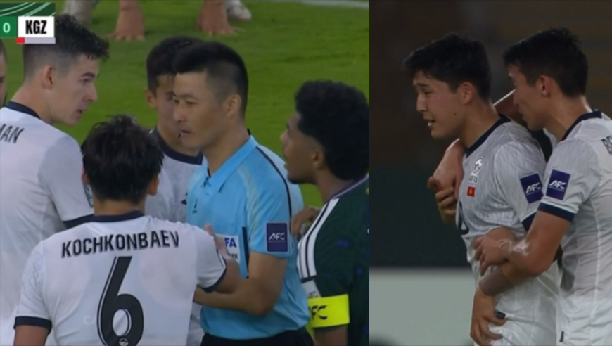 吉尔吉斯斯坦球员哭了！傅明U23亚洲杯2次争议吹罚：直红+判点