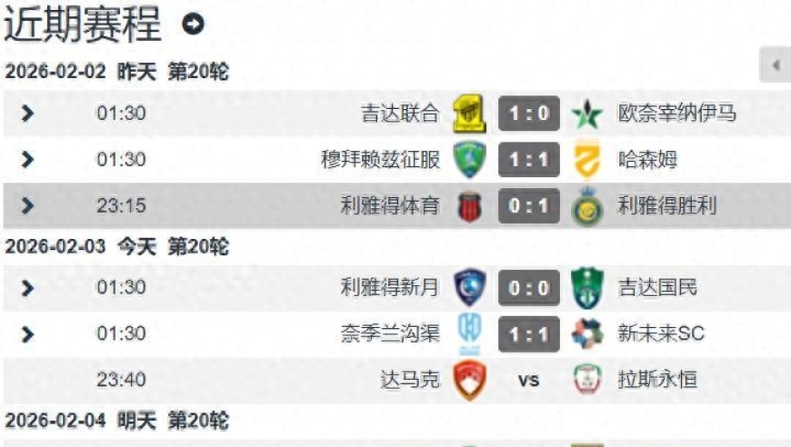 新月3连平狂丢6分 C罗罢赛马内破门胜利同期3连胜仅落后1分