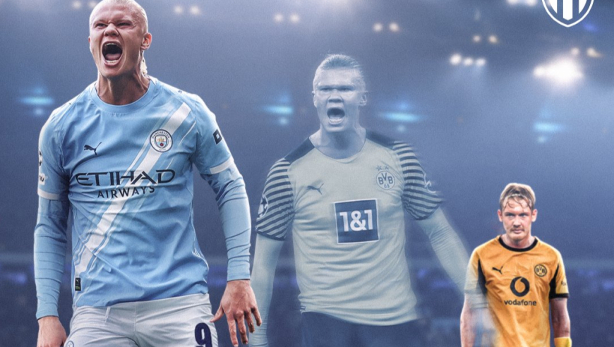 哈兰德脚头是真硬！爆射死角多特防线只能目送，曼城悍将强吃喂饼