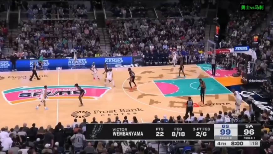 勇士马刺最后8分钟：巴特勒关键3分，库里顶投文班亚马引爆全队