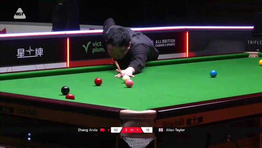 英锦赛资格赛，张安达6-1大胜泰勒，超分一刻对手立即起身握手