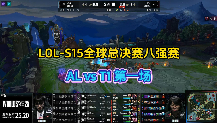 T1 vs AL第一场：Faker岩雀抬飞AL，首局轻松获胜！