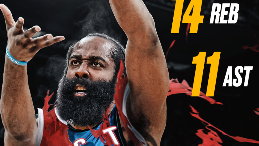 36岁哈登一战创7纪录显心酸！近三战场均40分钟 美记：贡献超越小卡