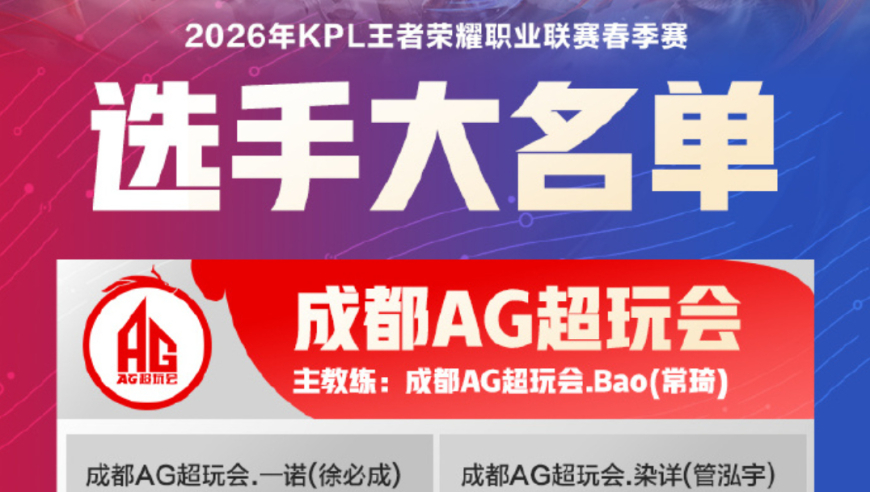 AG官宣春季赛大名单，保A争S，不去B组春季赛就算超额完成任务！