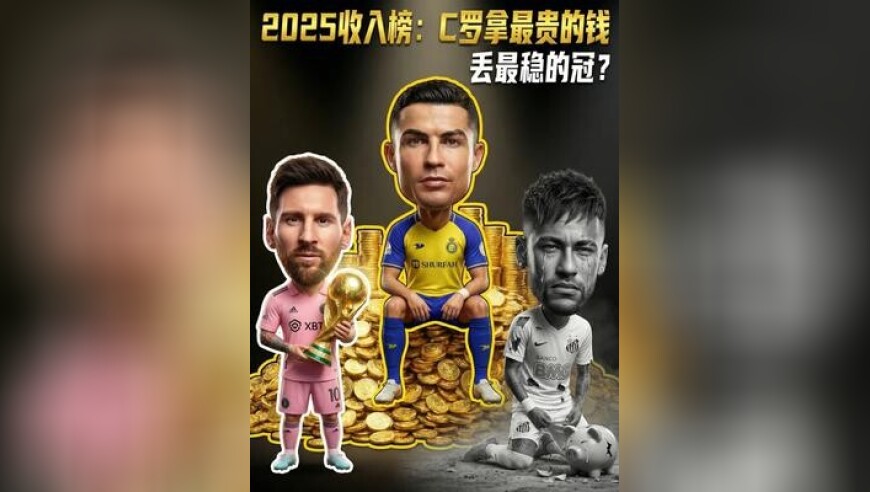 2025运动员收入榜：C罗2.6亿美金最高！ 