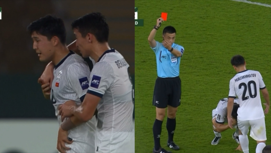 吉尔吉斯球员哭泣！U23亚洲杯中国主裁傅明争议红牌，你怎么看这个犯规