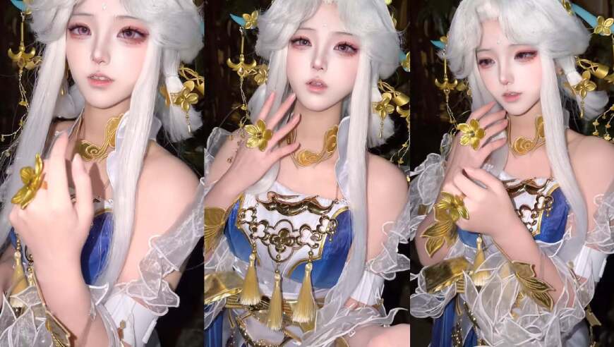 付慧琳cos嫦娥，在kpl现场观赛，造型很可爱，还上了屏幕，我爱了