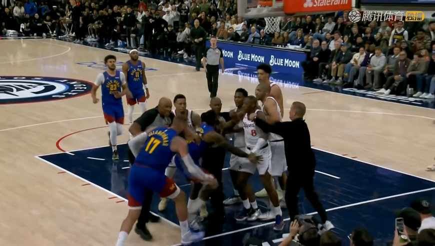 快船掘金冲突全程：瓦兰尼德豪泽卡位冲突 邓恩+马瑟林火速加入战局