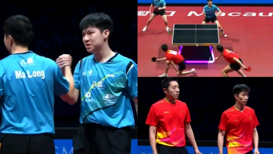 超激烈！马龙许昕双打多拍对决使得解说连连惊呼，四人倒地极限对拉看点十足