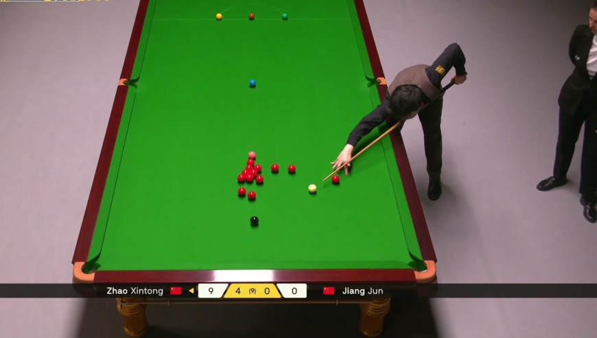 5分32秒破百，赵心童冲丢147，5-0轻取江俊晋级