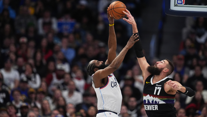 哈登对掘金25+9集锦：三分3连中打神仙2+1 正负值全场最低