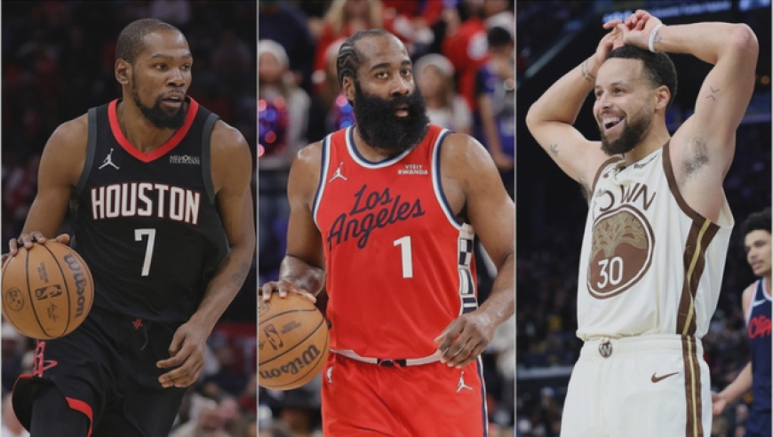 杜兰特和哈登在NBA历史得分榜上排名上升！库里也即将跻身前20名