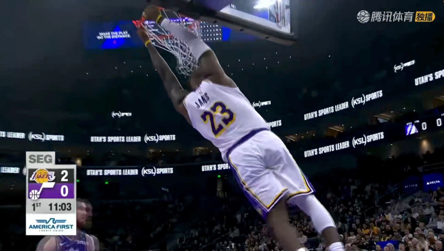 人气真炸！詹姆斯半场10分6助攻集锦 快攻暴扣威力依旧