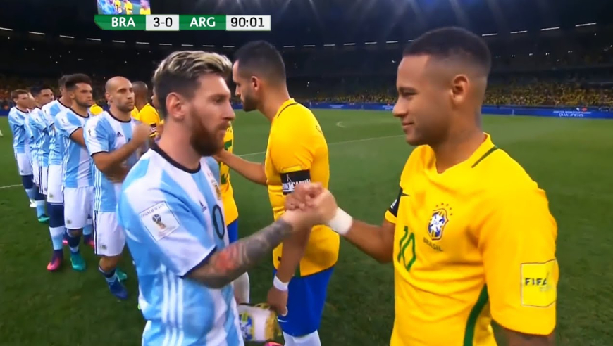 经典一战！内马尔率领巴西摧毁阿根廷队 梅西的落寞反衬内少的高光