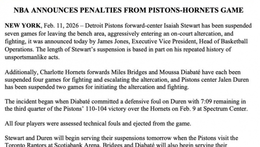 正式官宣！NBA公布处罚结果，4人禁赛17场，鲍尔却成最大赢家