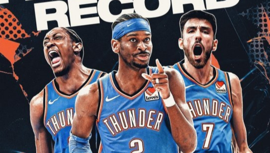 狂胜49分！雷霆开季24胜1负刷爆纪录：追平勇士且一神迹历史第一