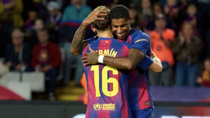 3-1！巴萨11连斩升班马 拉什福德爆杆独造12球领跑全队 亚马尔破门