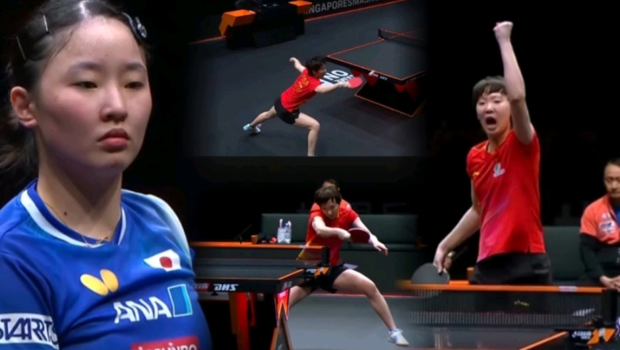 王曼昱极限护台打得张本美和定住无语！两波强势得分握拳怒吼气势碾压