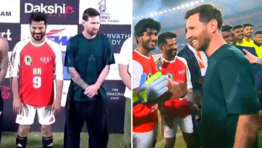 梅西印度行第二站：陪同领导踢球+全程微笑互动，深情感谢印度球迷