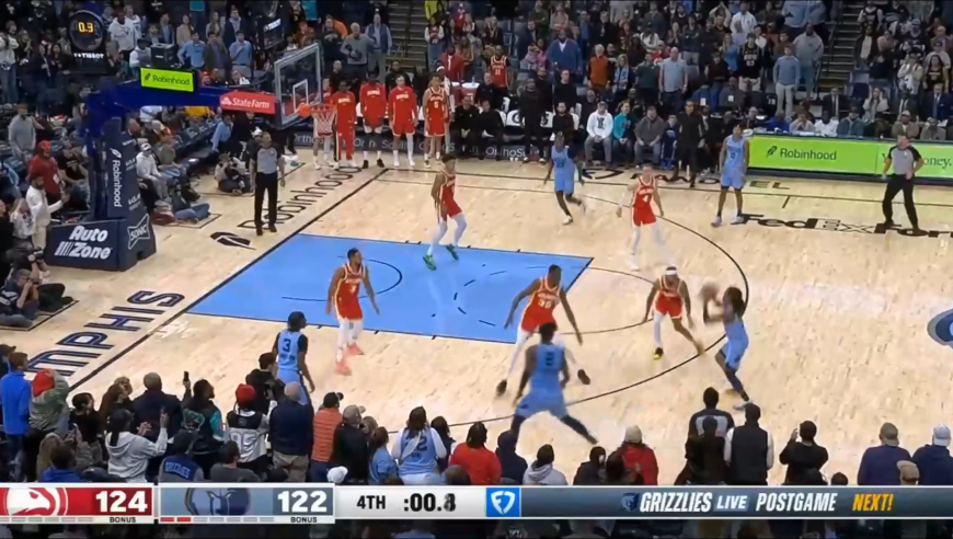 惊魂一分半！麦科勒姆关键三分 莫兰特压哨绝杀未果，老鹰险胜灰熊