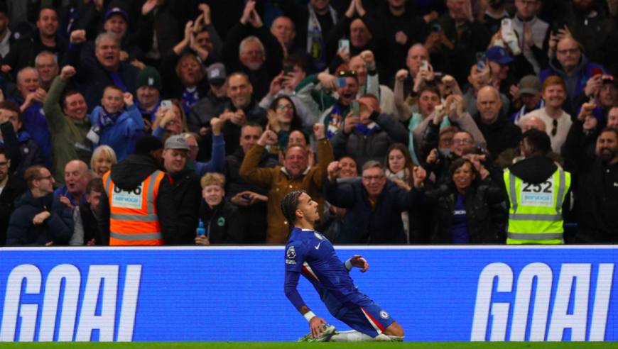 英超：切尔西2-0埃弗顿终结4场不胜重返前四 古斯托传射 帕尔默破门