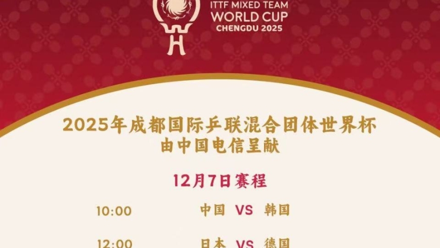 乒乓球混团世界杯12月7日赛程与出场名单
